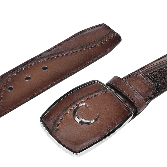 Cuadra Men's Embroidered Honey Brown Western Rodeo Belt BC426