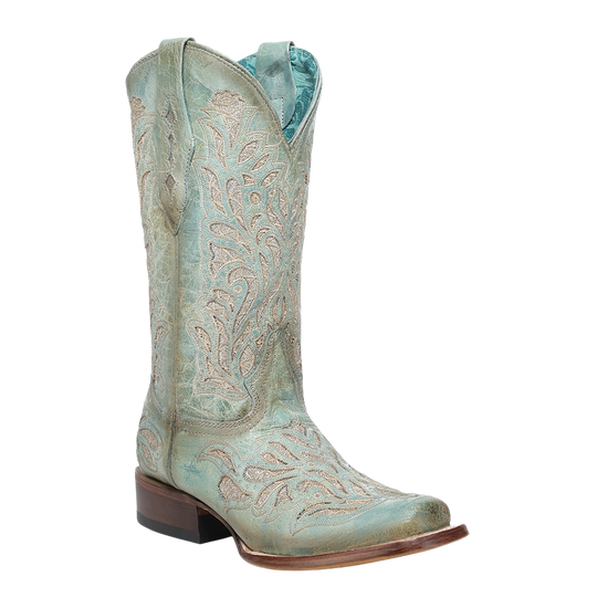 Corral Ladies Glitter Inlay & Embroidery Turquoise Western Boots A4880
