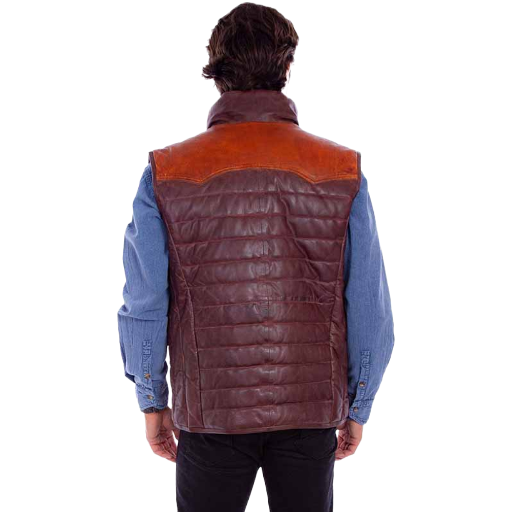 Scully Men's Puffer Brown Leather Western Vest 2043-154