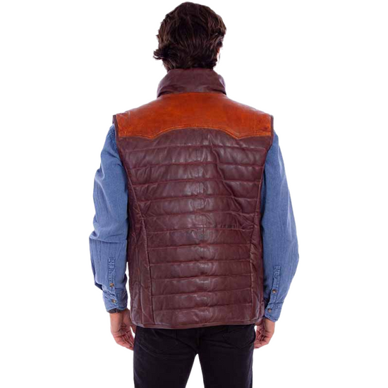 Scully Men's Puffer Brown Leather Western Vest 2043-154