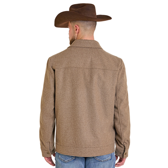 Powder River Outfitters Men's Taupe Solid Heather Wool Snap Jacket DM92C06152