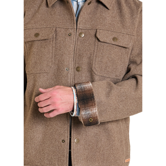 Powder River Outfitters Men's Taupe Solid Heather Wool Snap Jacket DM92C06152