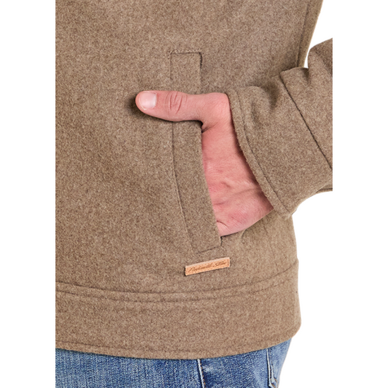 Powder River Outfitters Men's Taupe Solid Heather Wool Snap Jacket DM92C06152