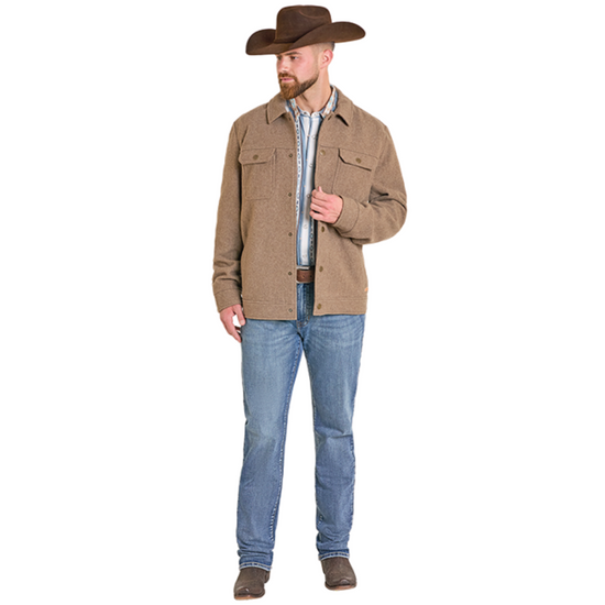 Powder River Outfitters Men's Taupe Solid Heather Wool Snap Jacket DM92C06152
