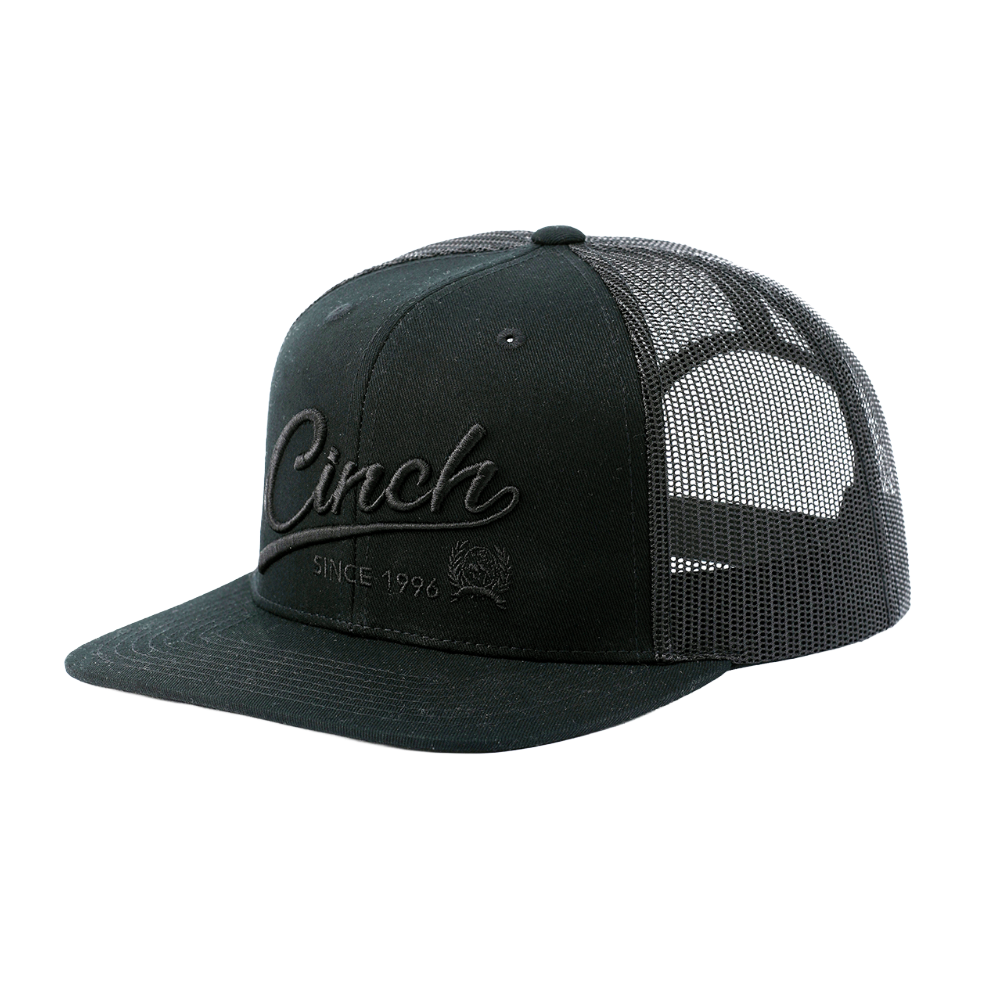 Cinch Men's Solid Black Embroidered Trucker Hat MCC0760003