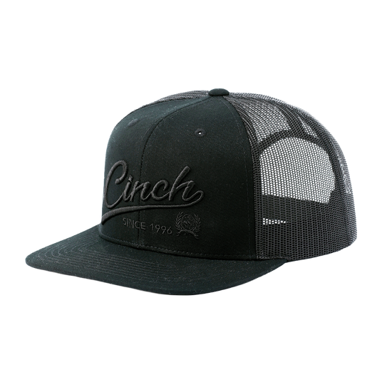 Cinch Men's Solid Black Embroidered Trucker Hat MCC0760003