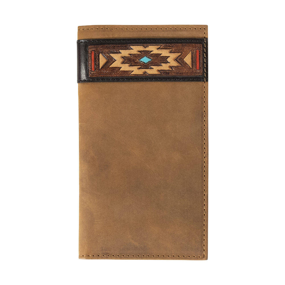 Ariat Men's Southwestern Aged Bark Leather Rodeo Wallet A35584217