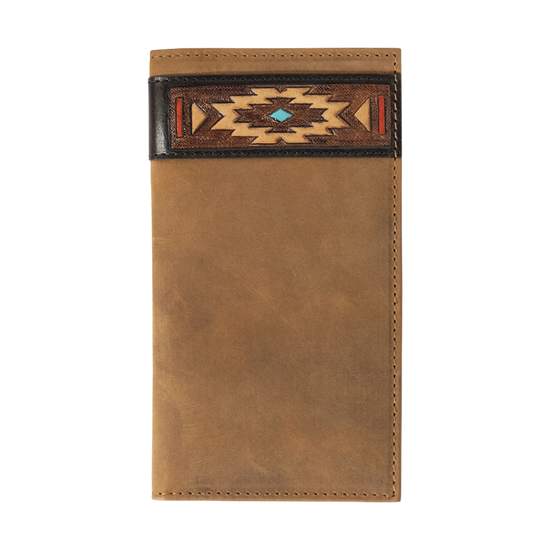 Ariat Men's Southwestern Aged Bark Leather Rodeo Wallet A35584217