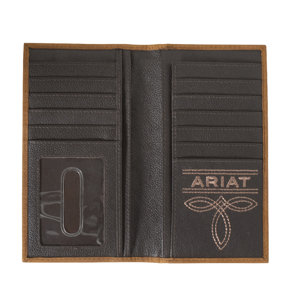 Ariat Men's Southwestern Aged Bark Leather Rodeo Wallet A35584217