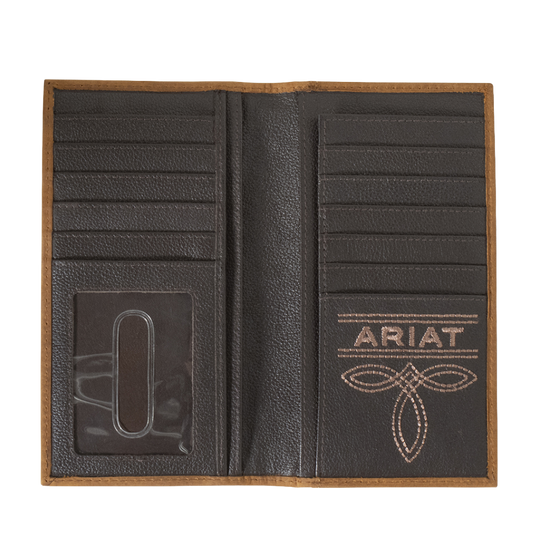 Ariat Men's Southwestern Aged Bark Leather Rodeo Wallet A35584217