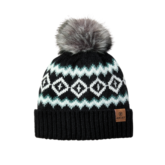 Ariat Ladies Bristol Aztec Black Knitted Beanie 10063839