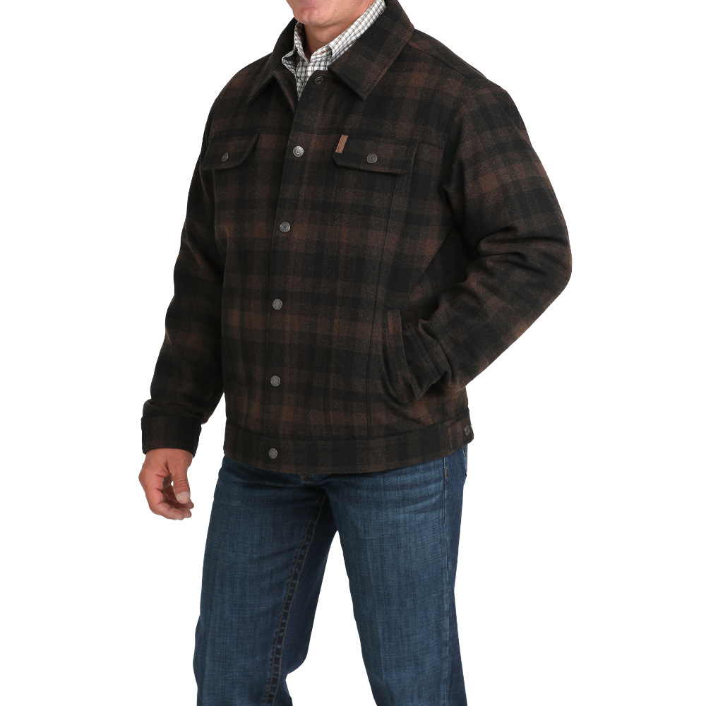 Cinch Men's Brown Plaid Trucker Jacket MWJ1921004