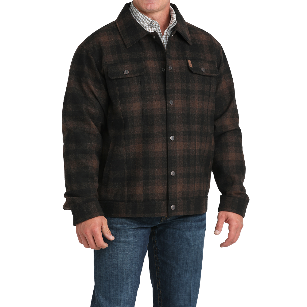 Cinch Men's Brown Plaid Trucker Jacket MWJ1921004