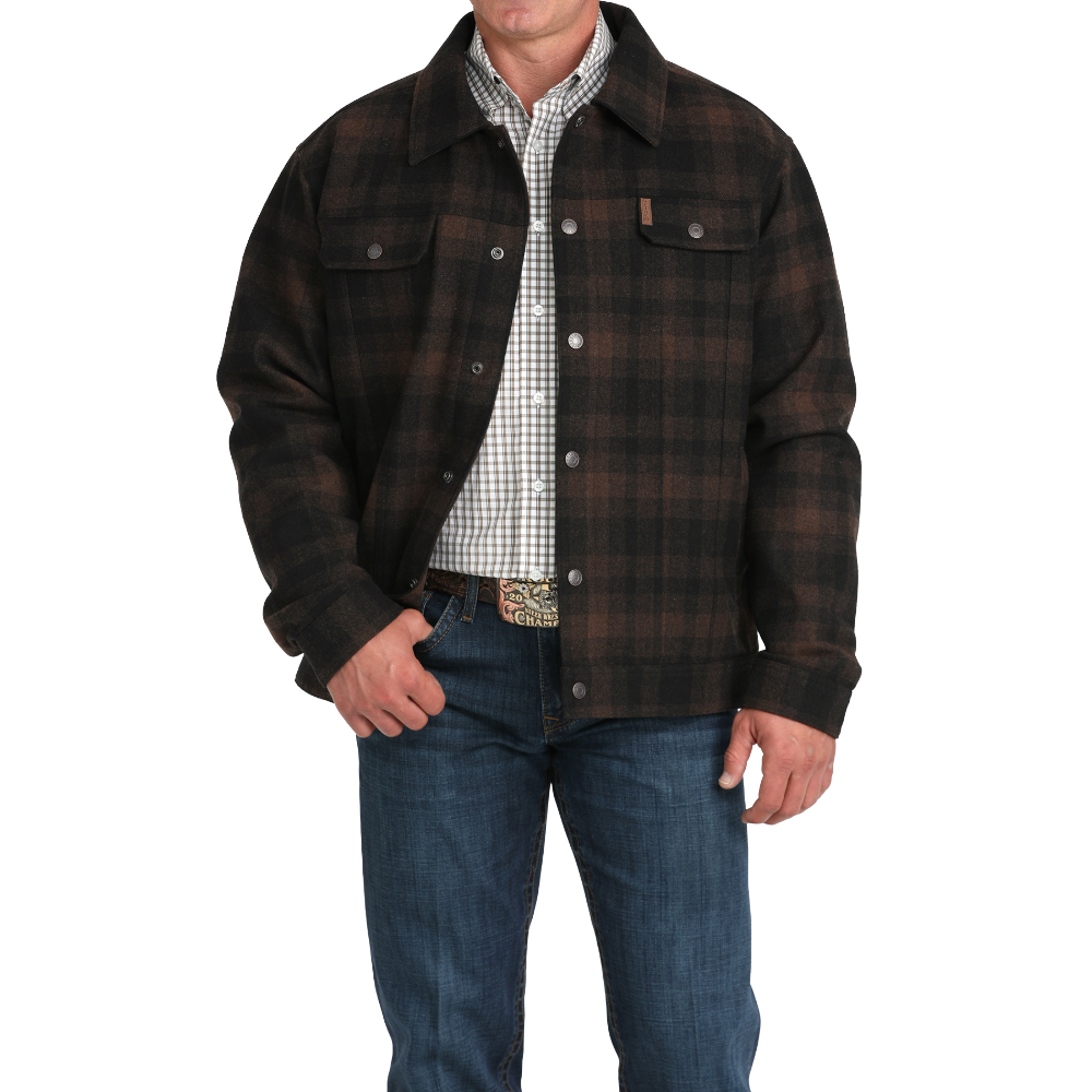 Cinch Men's Brown Plaid Trucker Jacket MWJ1921004