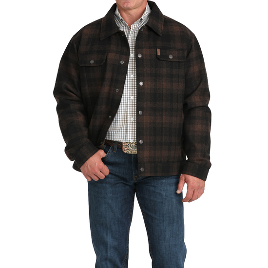 Cinch Men's Brown Plaid Trucker Jacket MWJ1921004