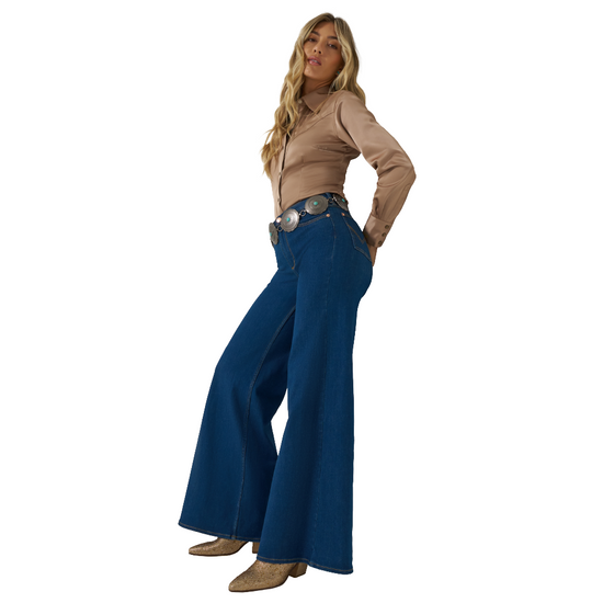 Wrangler X Lainey Wilson Ladies Cheeky Wide Leg Blue Jean 112373604