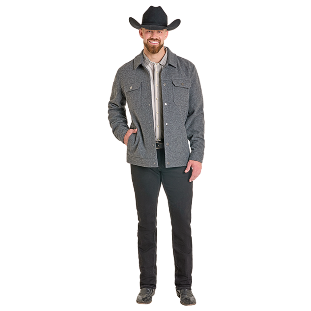 Powder River Outfitters Men's Charcoal Solid Heather Wool Snap Jacket DM92C06153