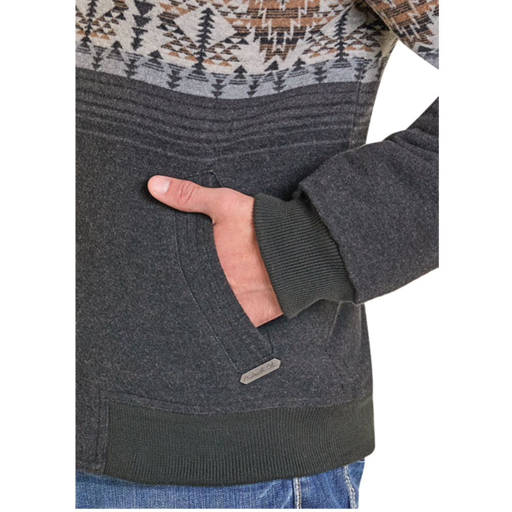 Powder River Outfitters Men's Black Border Jacquard Bomber Jacket DM92C06166