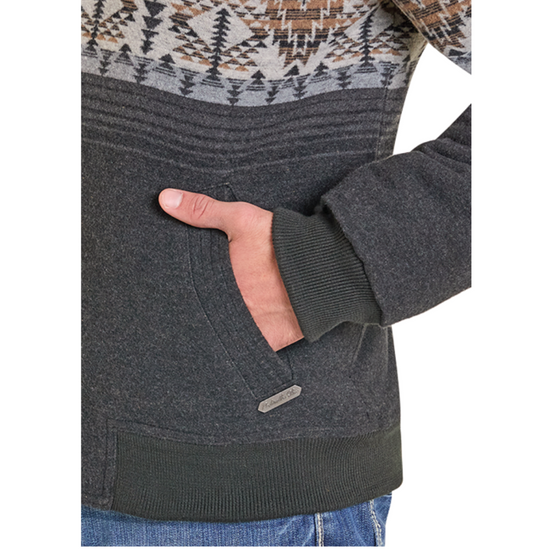 Powder River Outfitters Men's Black Border Jacquard Bomber Jacket DM92C06166