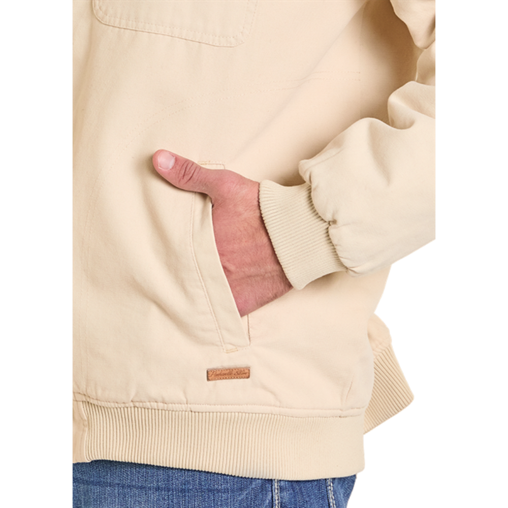 Powder River Outfitters Men's Natural Bomber Washed Canvas Jacket DM92C06168