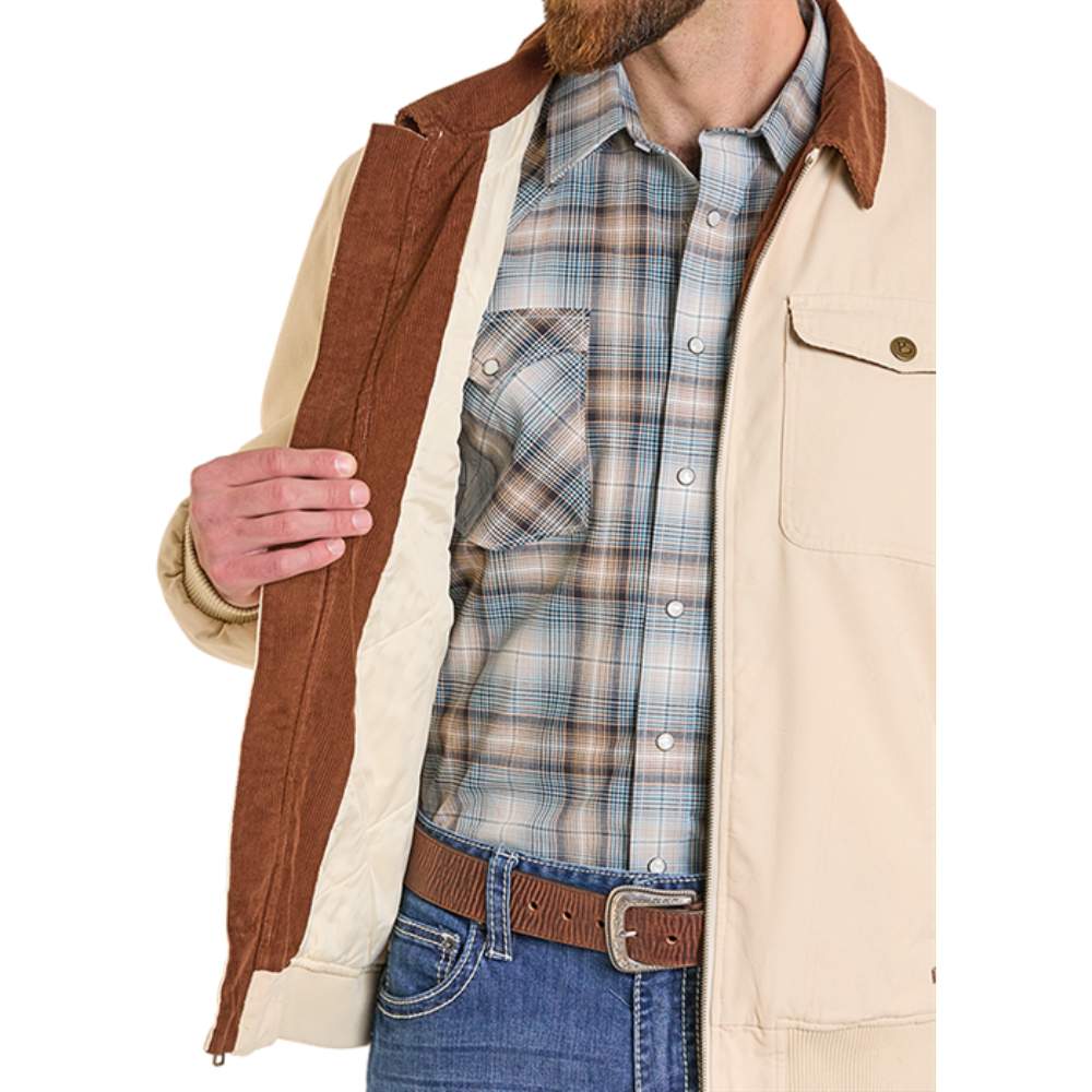 Powder River Outfitters Men's Natural Bomber Washed Canvas Jacket DM92C06168