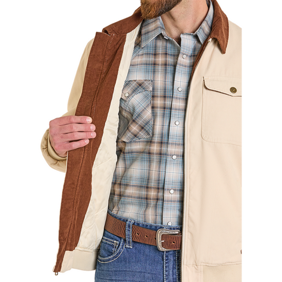 Powder River Outfitters Men's Natural Bomber Washed Canvas Jacket DM92C06168