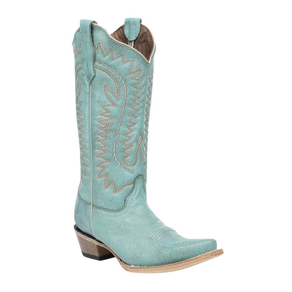 Corral Ladies Turquoise Embroidery Snip Toe Cowboy Boots L6331