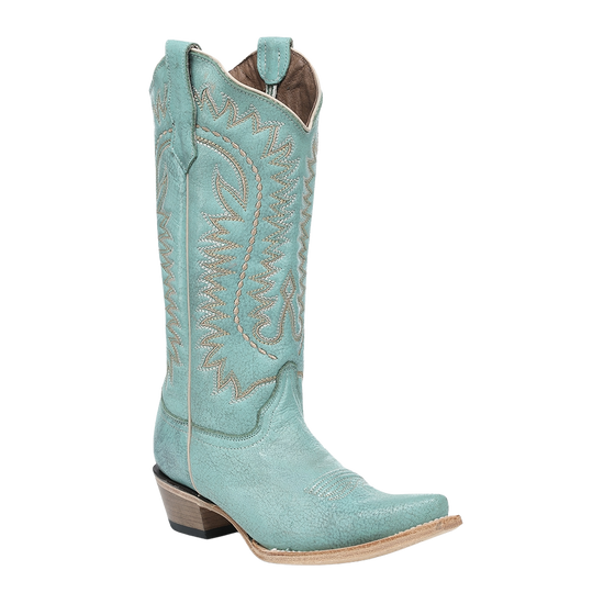 Corral Ladies Turquoise Embroidery Snip Toe Cowboy Boots L6331
