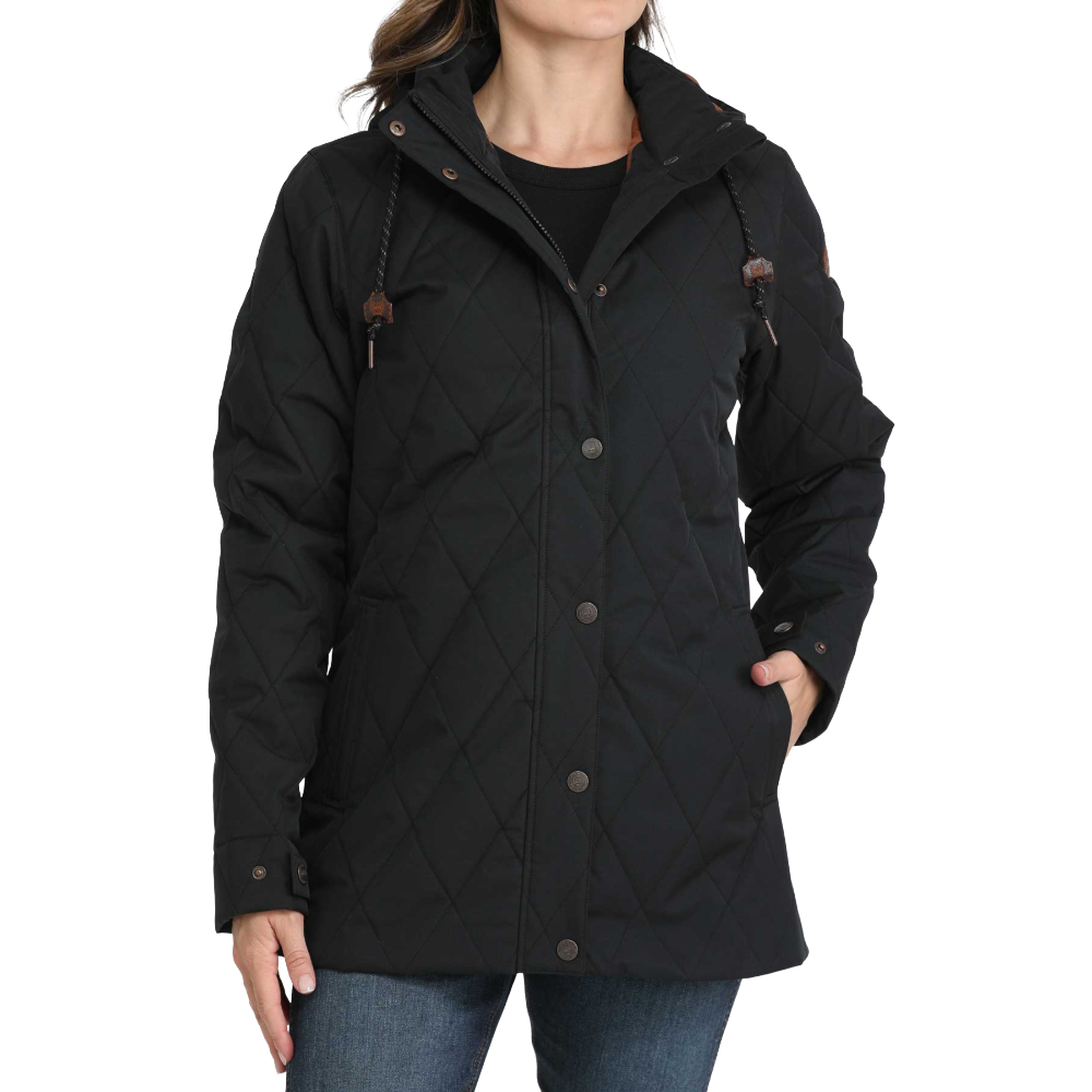 Cinch Ladies Black Quilted Snap Barn Coat MAJ9903002