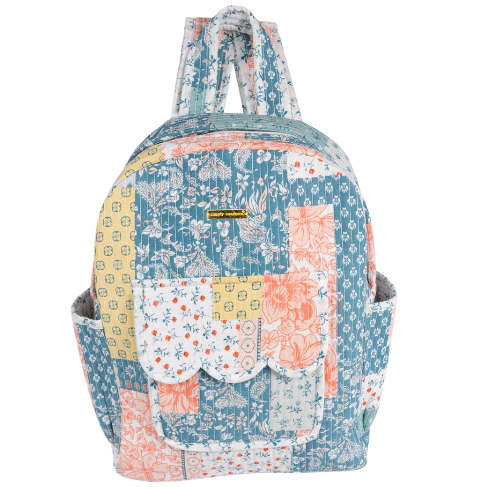 Simply Southern Blue Floral Quilted Backpack 0225-BAG-QLTD-BKPK-QLTPTN