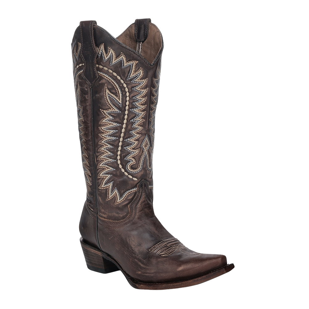 Circle G by Corral Ladies Western Embroidery Brown Snip Toe Boots L8014