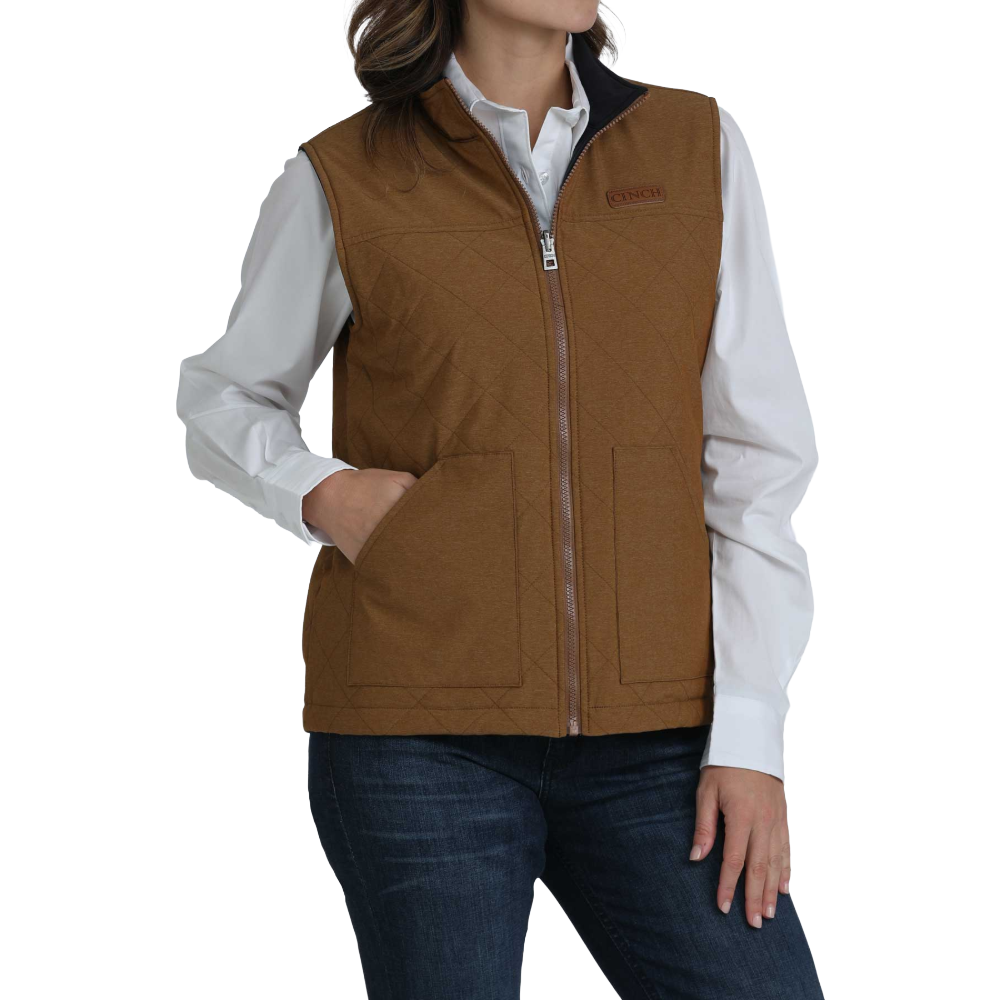 Cinch Ladies Brown & Black Quilted Reversible Zip Vest MAV9923001