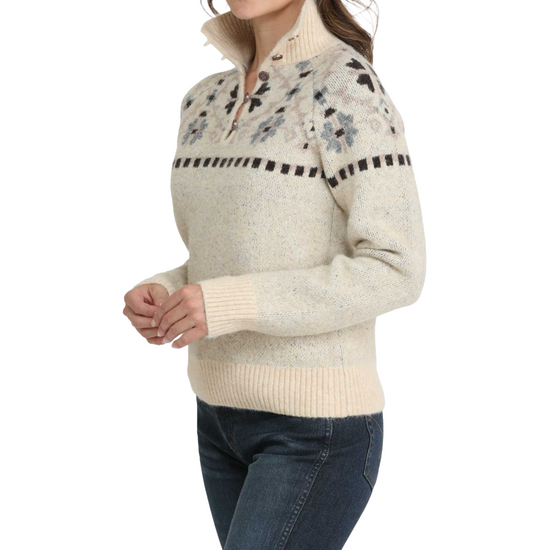Cinch Ladies Cream Floral Print Pullover Sweater MAK9917001