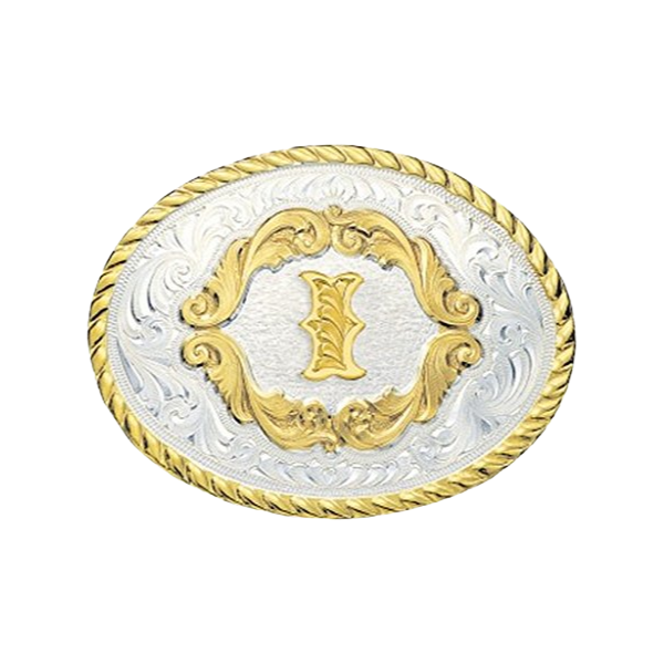 Montana Silversmiths Small Oval Initial Silver & Gold Belt Buckle 5000
