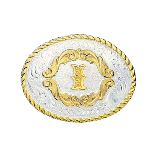 Montana Silversmiths Small Oval Initial Silver & Gold Belt Buckle 5000