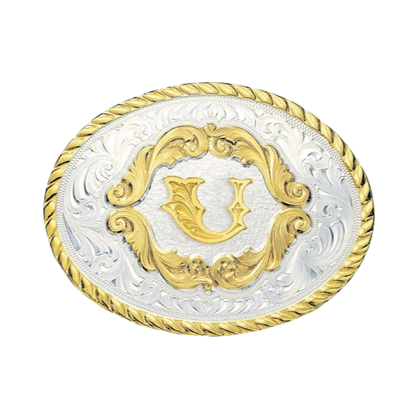 Montana Silversmiths Small Oval Initial Silver & Gold Belt Buckle 5000