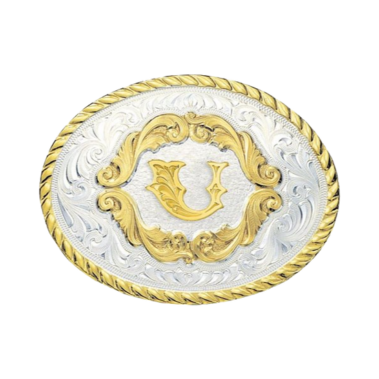 Montana Silversmiths Small Oval Initial Silver & Gold Belt Buckle 5000