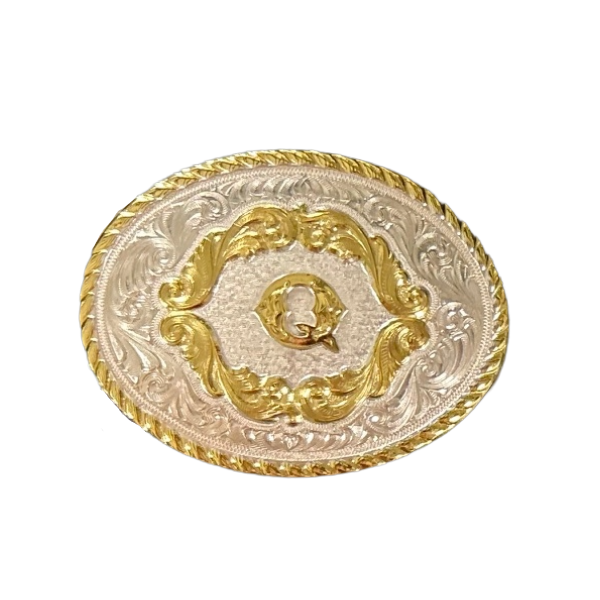 Montana Silversmiths Small Oval Initial Silver & Gold Belt Buckle 5000