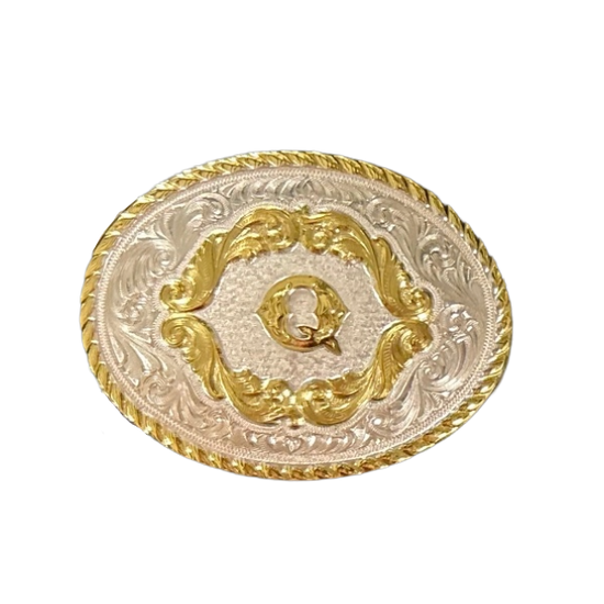 Montana Silversmiths Small Oval Initial Silver & Gold Belt Buckle 5000