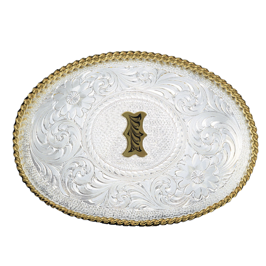 Montana Silversmiths Antiqued Initial Engraved Silver & Gold Western Buckle 700