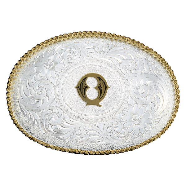 Montana Silversmiths Antiqued Initial Engraved Silver & Gold Western Buckle 700