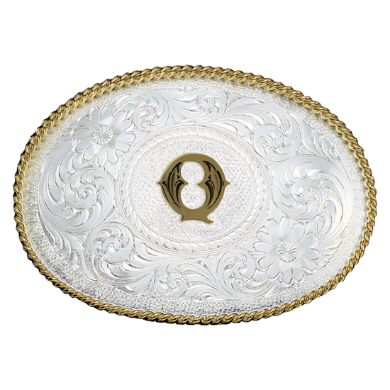 Montana Silversmiths Antiqued Initial Engraved Silver & Gold Western Buckle 700