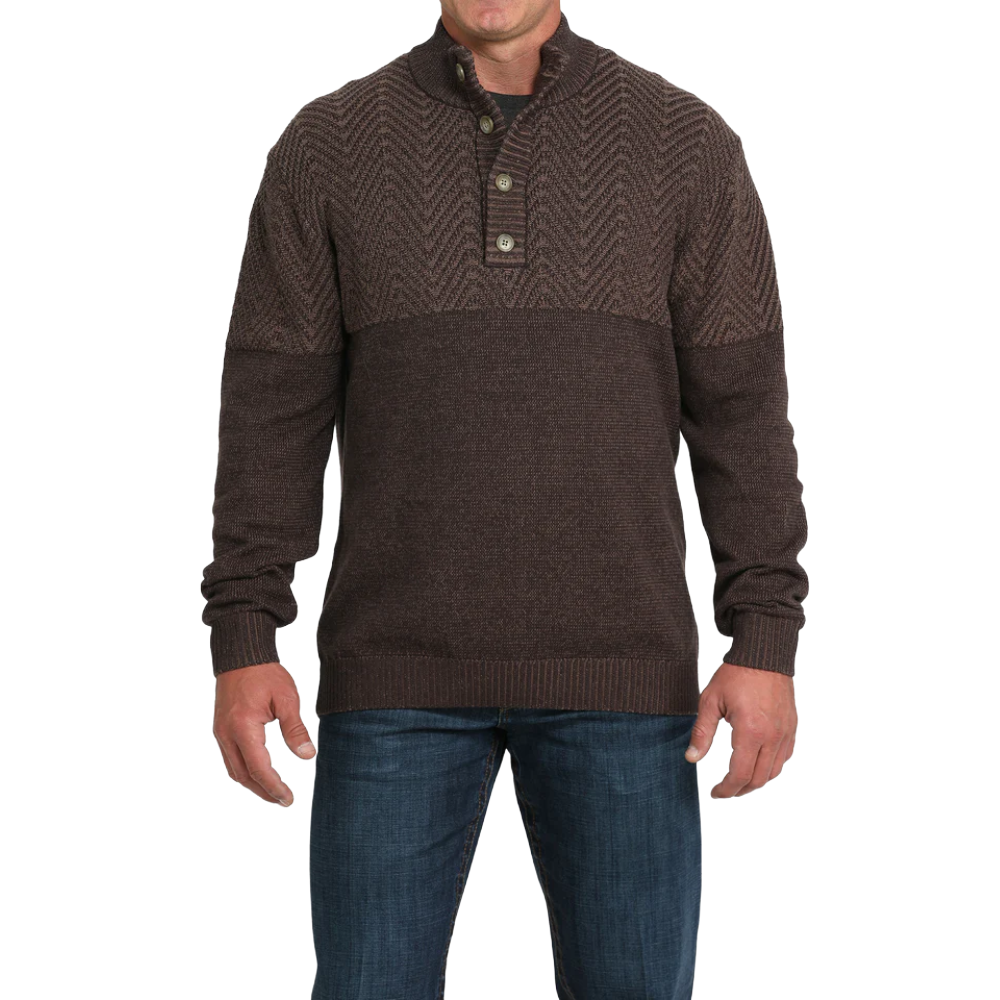 Cinch Men's Brown 1/4 Button Sweater MWK1932002