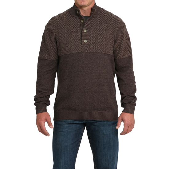 Cinch Men's Brown 1/4 Button Sweater MWK1932002