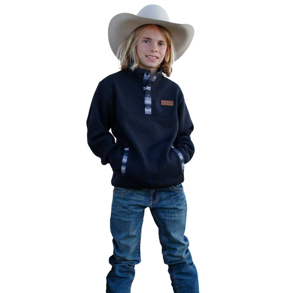 Cinch Youth Boy's Charcoal Fleece Snap Pullover MWK7330005