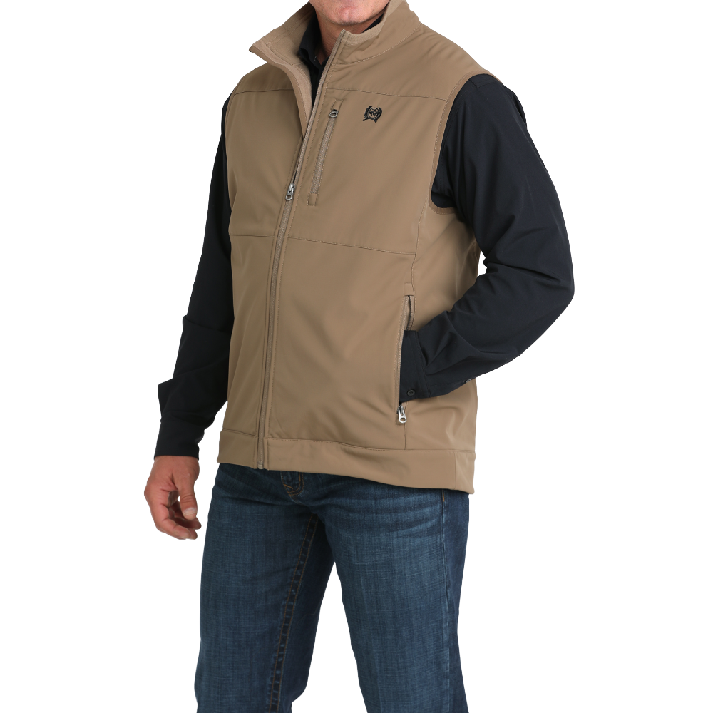 Cinch Men's Khaki Brown Windproof Zip Vest MWV1099011