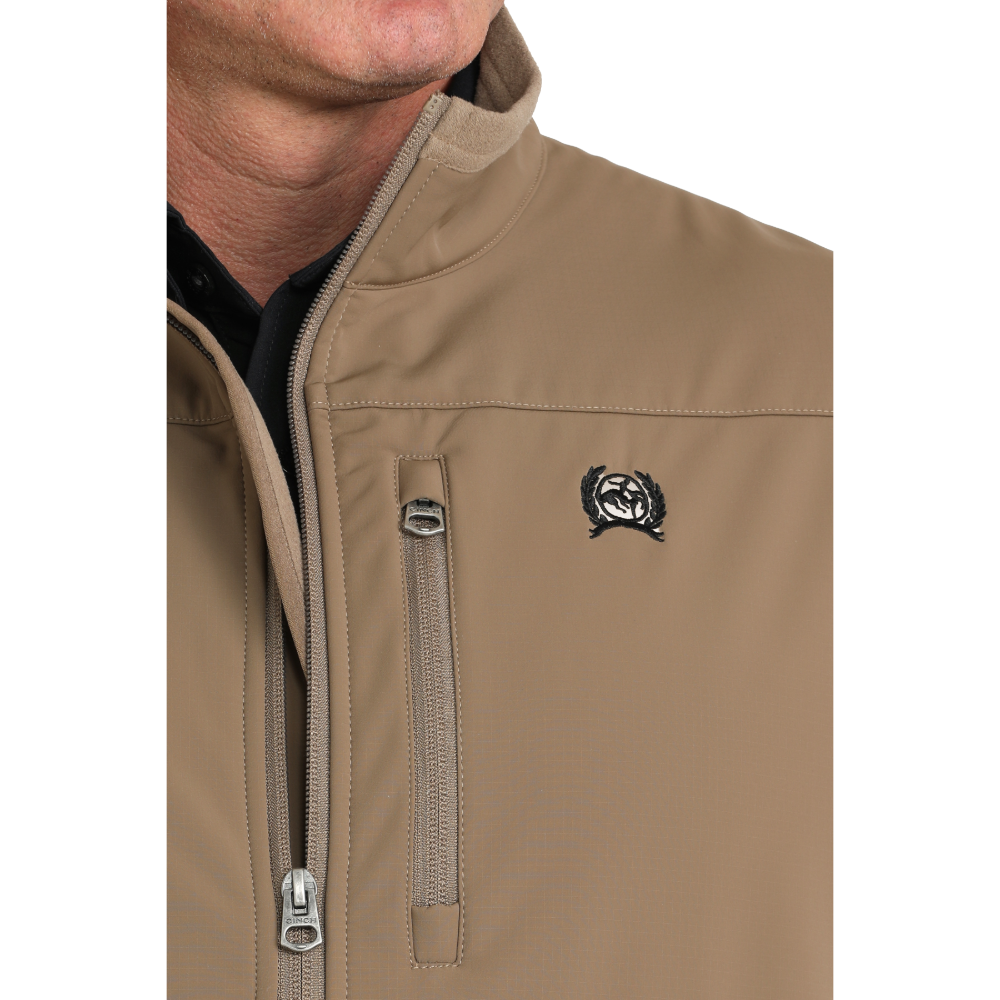 Cinch Men's Khaki Brown Windproof Zip Vest MWV1099011