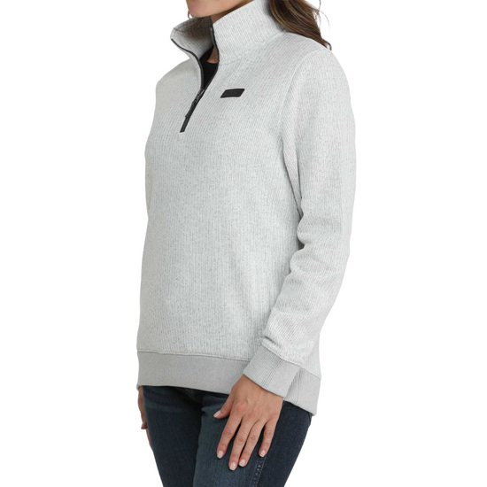 Cinch Ladies 1/4 Zip Grey Ribbed Pullover MAK9822003