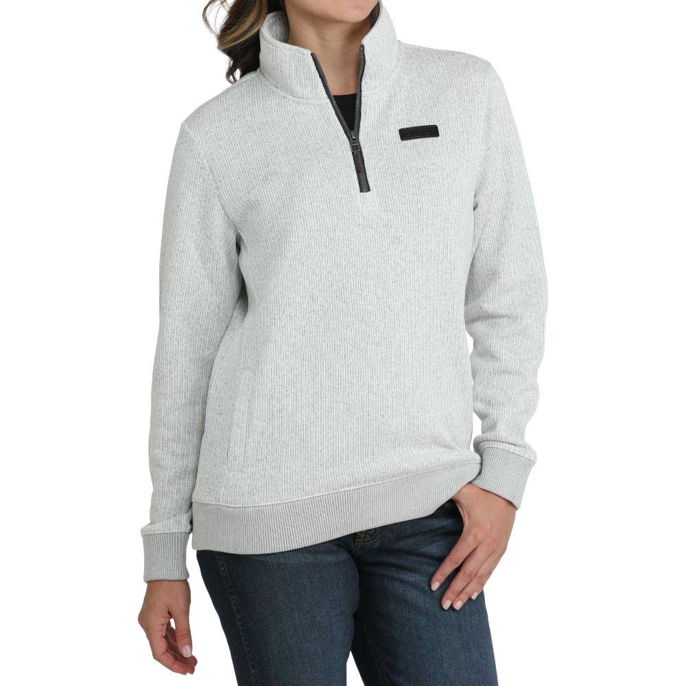 Cinch Ladies 1/4 Zip Grey Ribbed Pullover MAK9822003