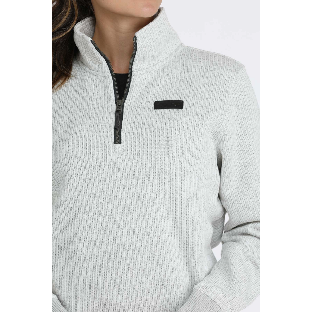 Cinch Ladies 1/4 Zip Grey Ribbed Pullover MAK9822003